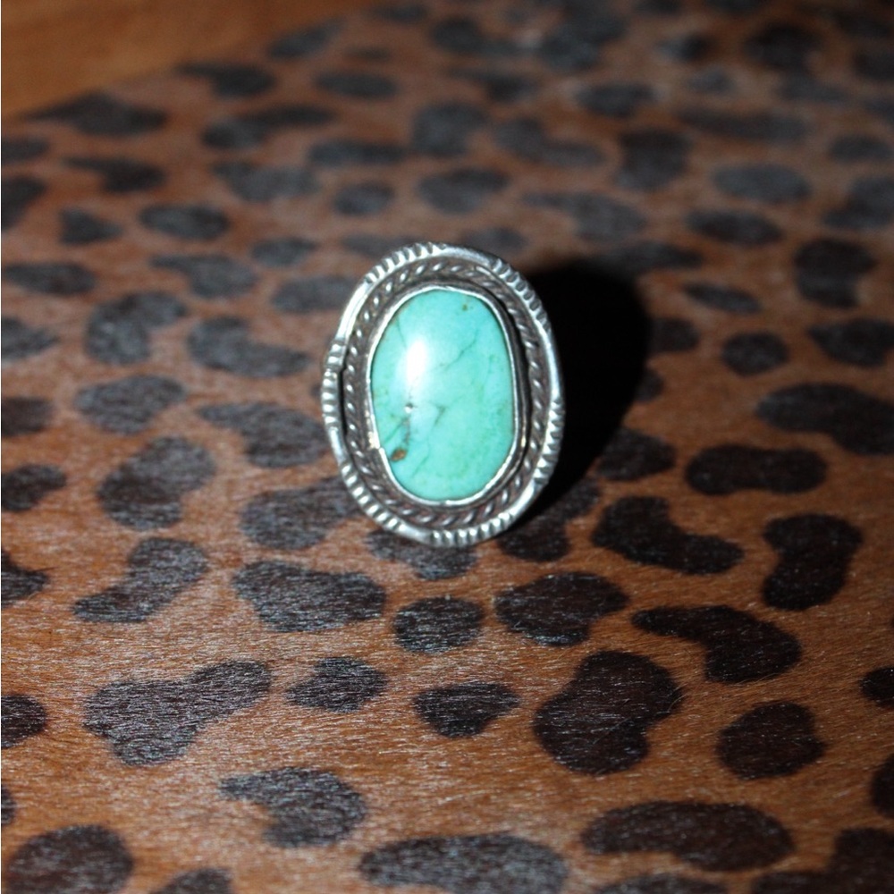 Sterling Silver Authentic Handmade Stamped Turquoise Ring